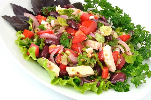 Salade aux haricots, tomates et poulet — Photo