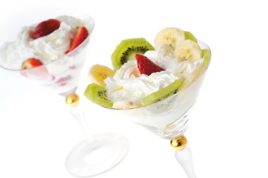 Fruit with whipped cream clipart