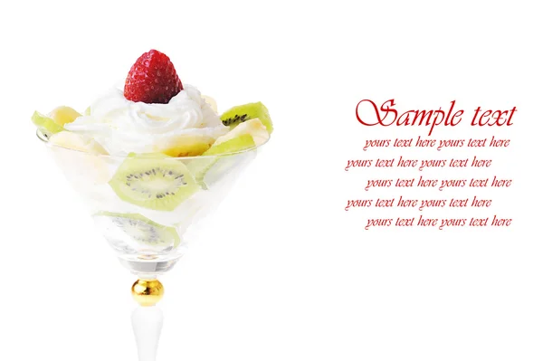 Fruit with whipped cream — Stock Photo, Image