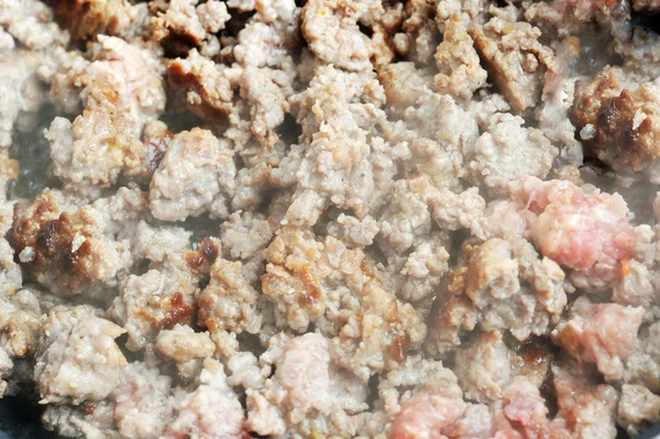 Vlees frituren in pan — Stockfoto