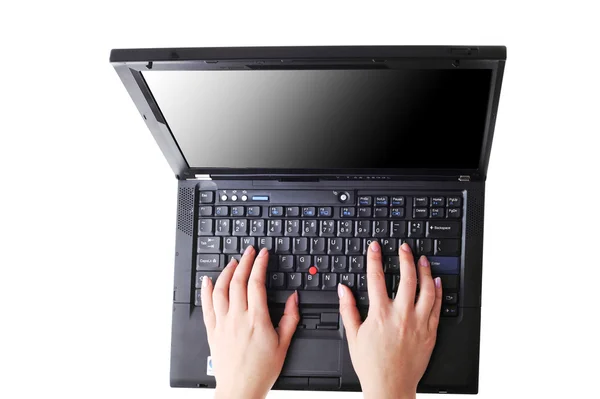 Mulher e laptop — Fotografia de Stock