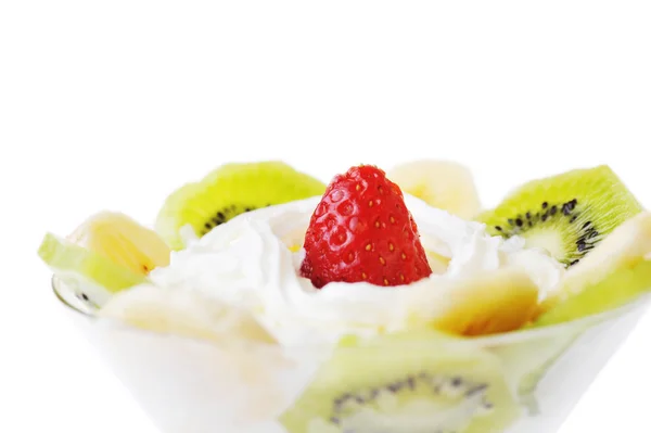Fruta con crema batida — Foto de Stock