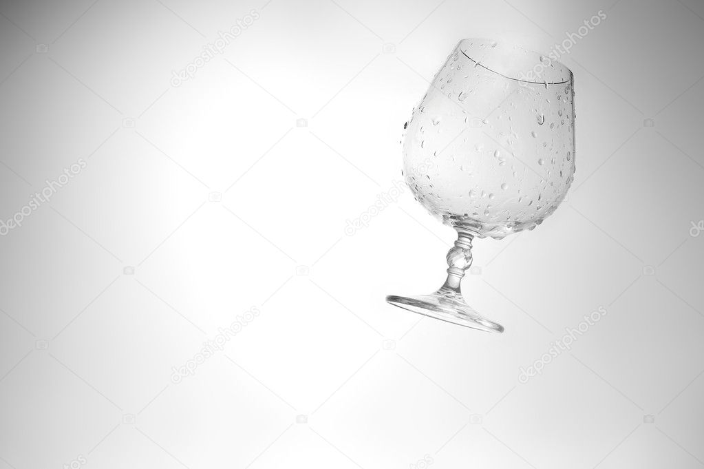 Glass in water drops