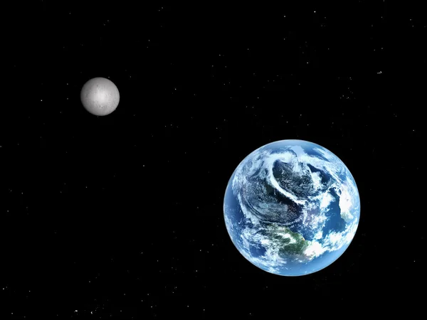 Země a měsíc ve vesmíru — Stock fotografie