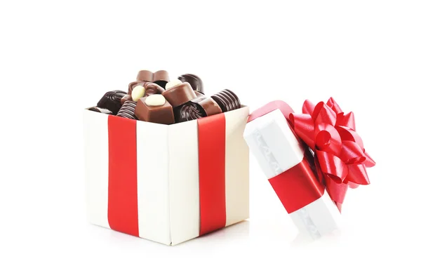 Different chocolate in box Stock Photo