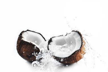 Cracked coconut splashing clipart