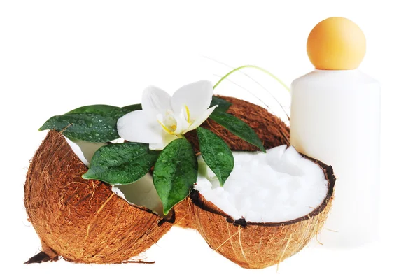 Kokosnuss- und Massageöl — Stockfoto