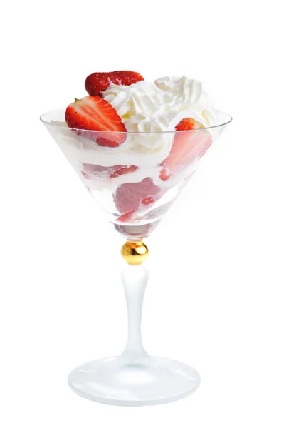 Strawberries with whipped cream — Stock Photo, Image