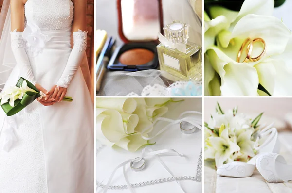Collage aus verschiedenen Hochzeitsfotos — Stockfoto