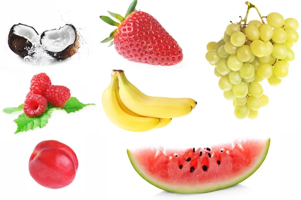 Collage van verschillende vruchten — Stockfoto