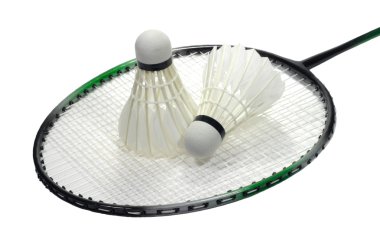 Badminton Raket volans ile üzerine beyaz