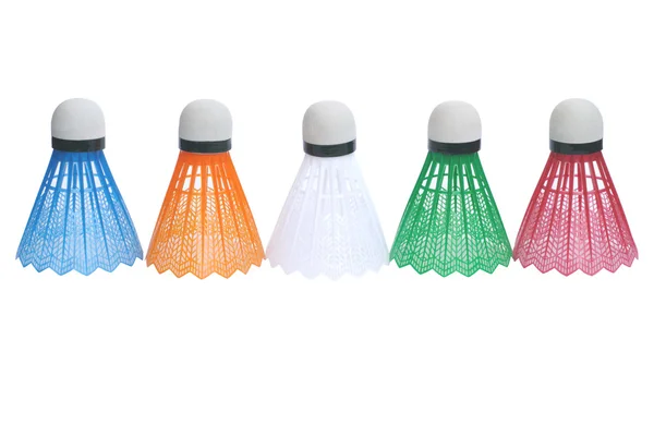 Cinco lanzaderas de color para bádminton — Foto de Stock