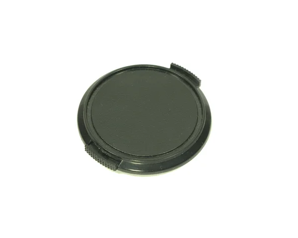 Clip de lente negro en taza aislada en blanco — Foto de Stock