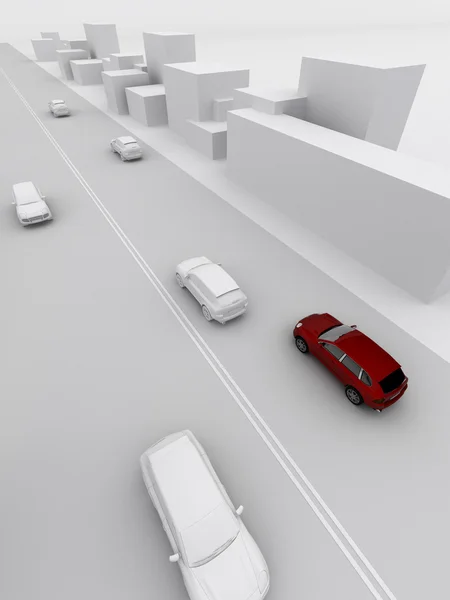 Моделі автомобілів на проїжджій частині Ліцензійні Стокові Зображення