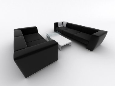 Black sofa and table clipart
