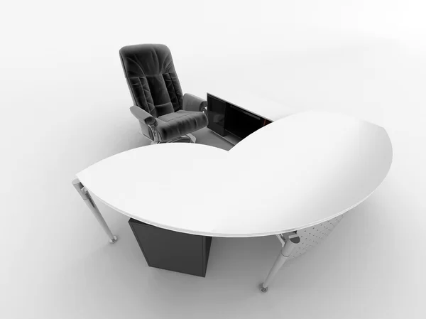 Mesa de oficina y sillón aislados en blanco — Foto de Stock