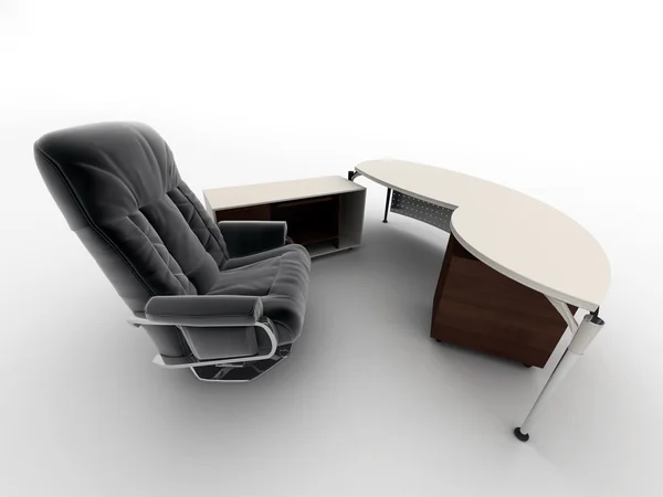 Офис стол и кресло изолированы на белом — стоковое фото