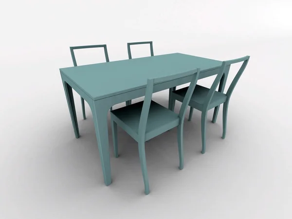 Table et chaises isolées sur blanc — Photo