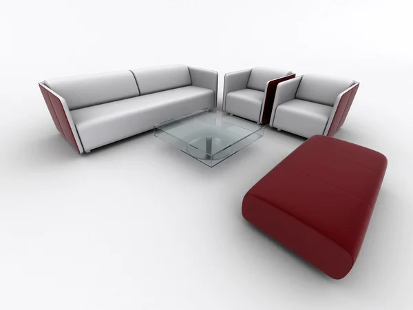 Collectie van meubels geïsoleerd op wit — Stockfoto