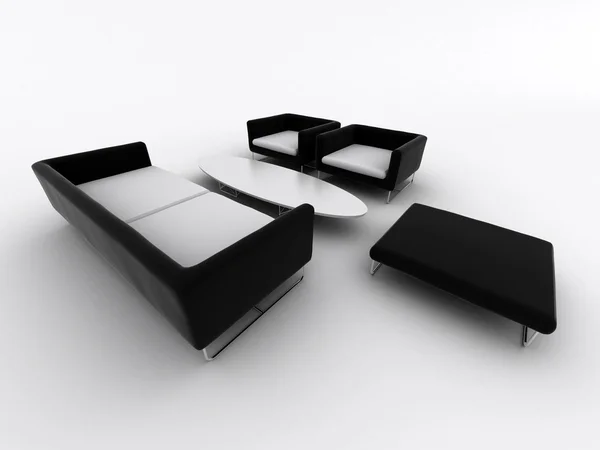 Collection de meubles isolés sur blanc — Photo
