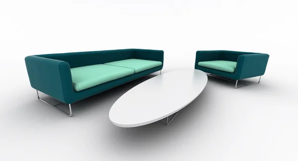 Collectie van meubels geïsoleerd op wit — Stockfoto