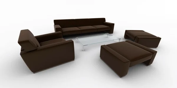 Samling av möbler isolerad på vit — Stockfoto