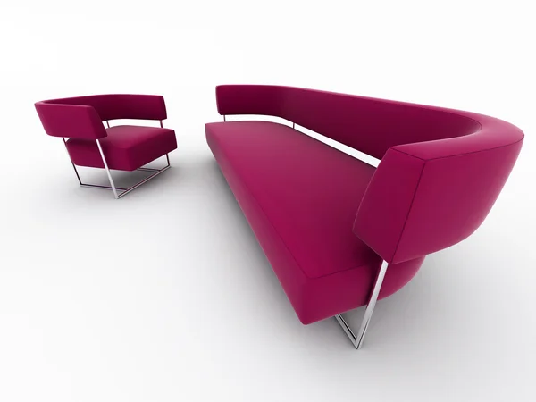Дизайн интерьера кресло и диван изолированы на белом — стоковое фото