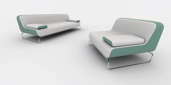 Beyaz izole iç tasarım kanepeler — Stok fotoğraf