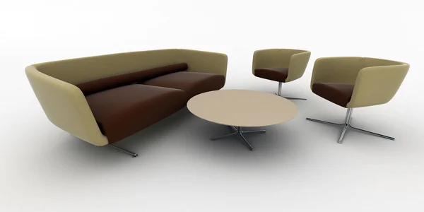 Samling av möbler isolerad på vit — Stockfoto