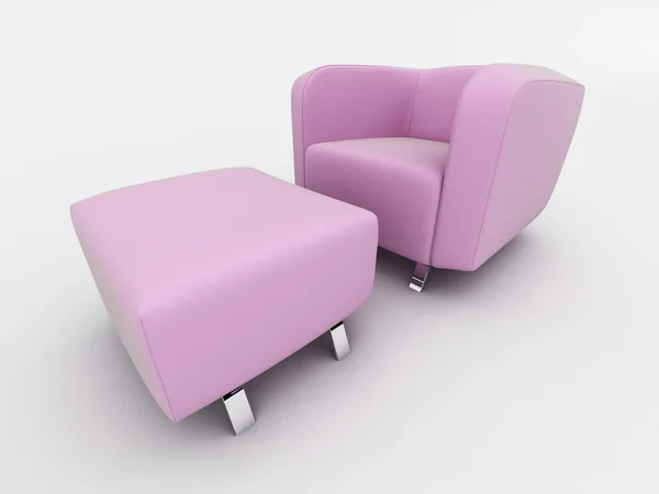 Дизайн інтер'єру диван і пуф ізольовані на білому — стокове фото
