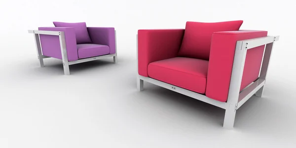 Projektowanie wnętrz fotele na białym tle — Zdjęcie stockowe