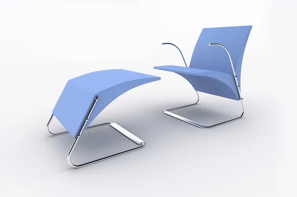 Chaise longue design d'intérieur isolée sur blanc — Photo