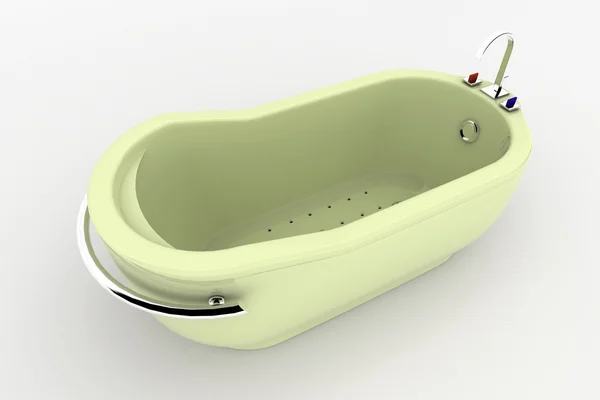 Hellgrüne Badewanne isoliert auf weiß — Stockfoto