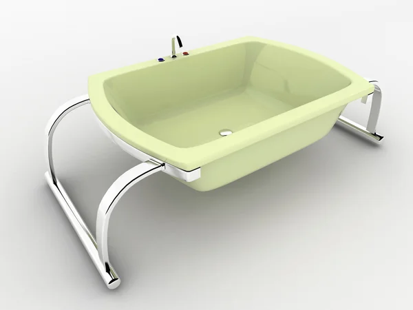 白で隔離され、光緑の小さな浴槽 — ストック写真