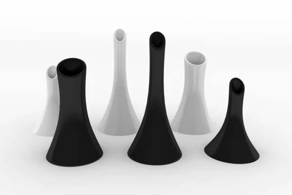 Schwarze und weiße Vasen — Stockfoto