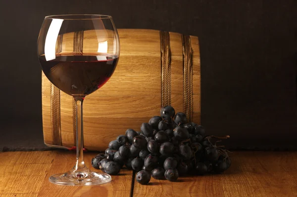 Red wine, grape and barrel