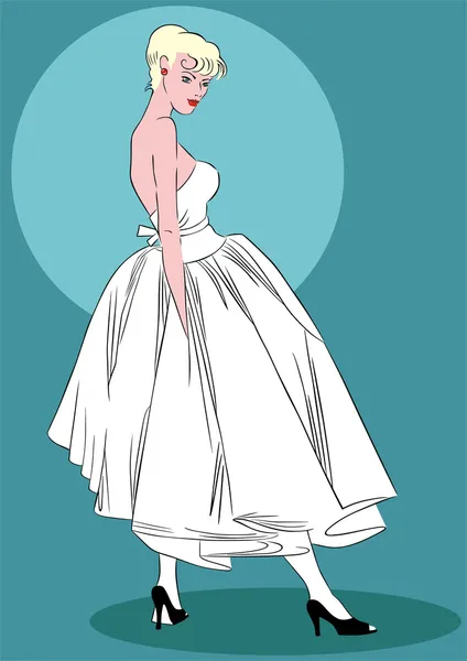 Bílé šatyvit klänning — Stock vektor