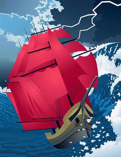 Scarlet sails — Stock Vector
