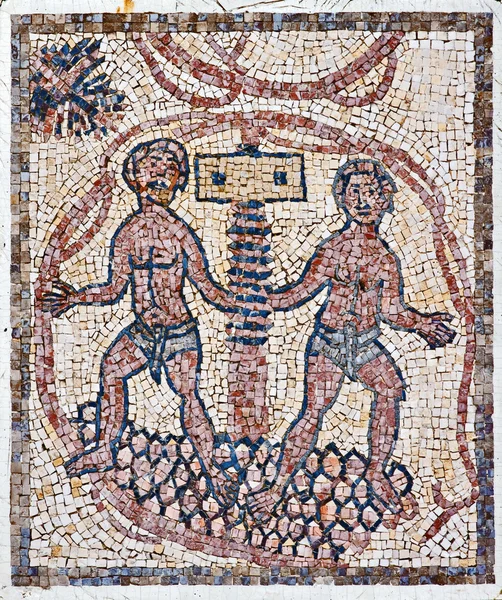 Romersk mosaik, druvor-press — Stockfoto