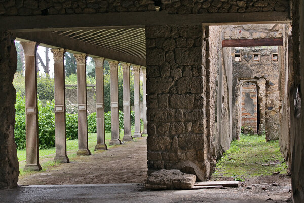 Ancient roman house ruins in Pompeii, Italy
