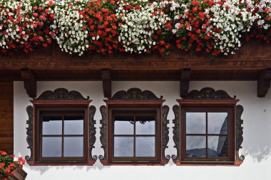 Alpbach windows, Tirol, Austria clipart