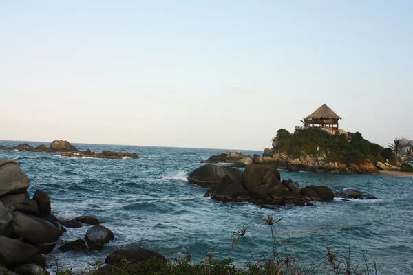 stock image Hut on a Caribbean beach. Colombia