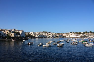 Boats in the bay of Cadaques clipart