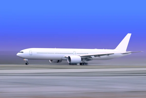 Белый самолет на взлетно-посадочной полосе — стоковое фото