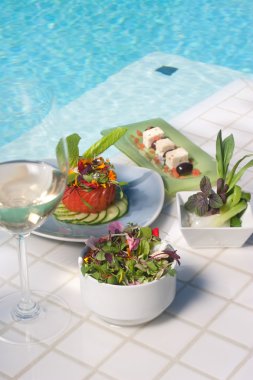 Healthy Vegetarian Meal with White Wine clipart