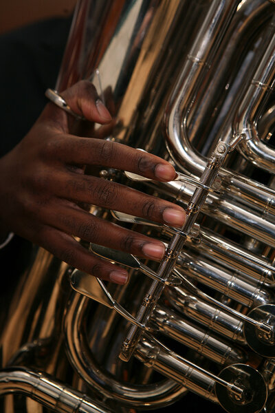 African-American Man Plays the Tuba