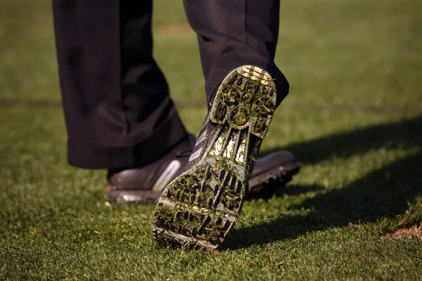 Közeli kép: Golfer's cipő Stock Fotó