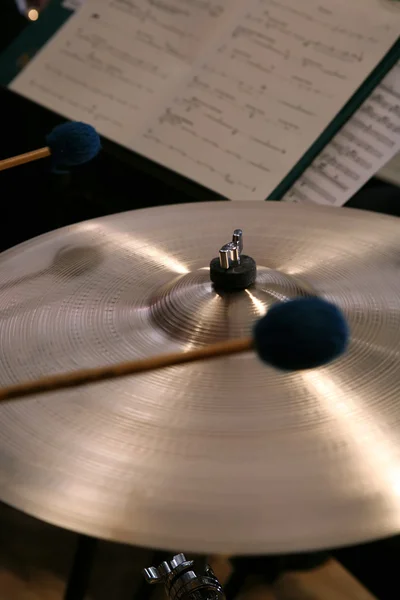 Close-up of Cymbals Being Played Royalty Free Stock Photos