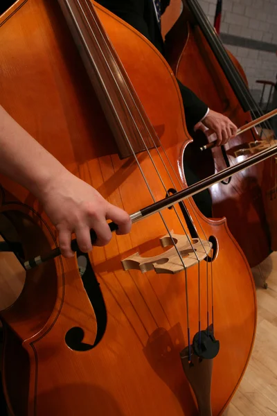 Close-up beeld van vrouw spelen een cello. Rechtenvrije Stockafbeeldingen