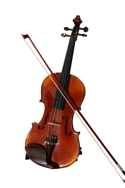 Violin och båge - urklippsbana Stockbild